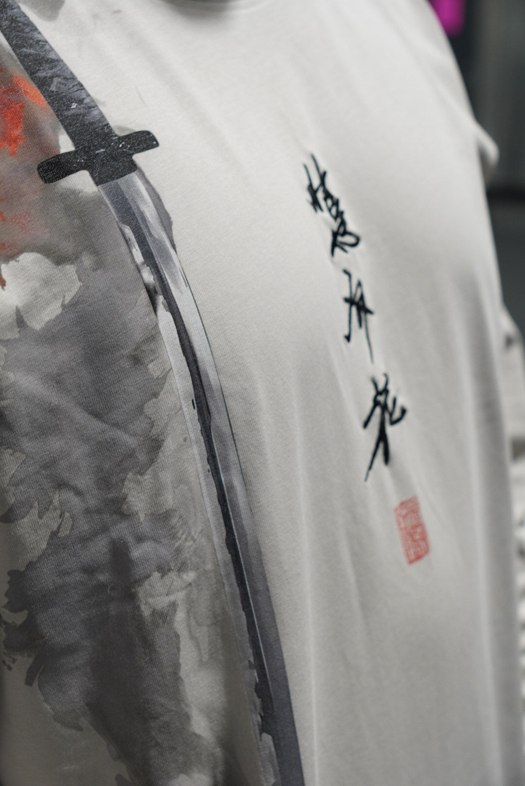 Japanese Calligraphy Embroidered Long-Sleeve